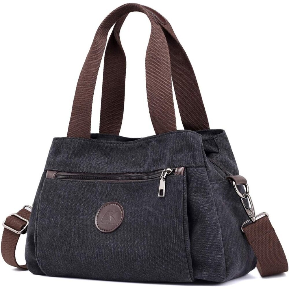 Canvas Hobo Handbag Women Multi Compartment Tote Crossbody Purse
